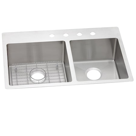 Elkay Crosstown Stainless Steel 33 X 22 X 9 60/40 Double Bowl Dual Mount Sink Kit ECTSRO33229RBGMR2